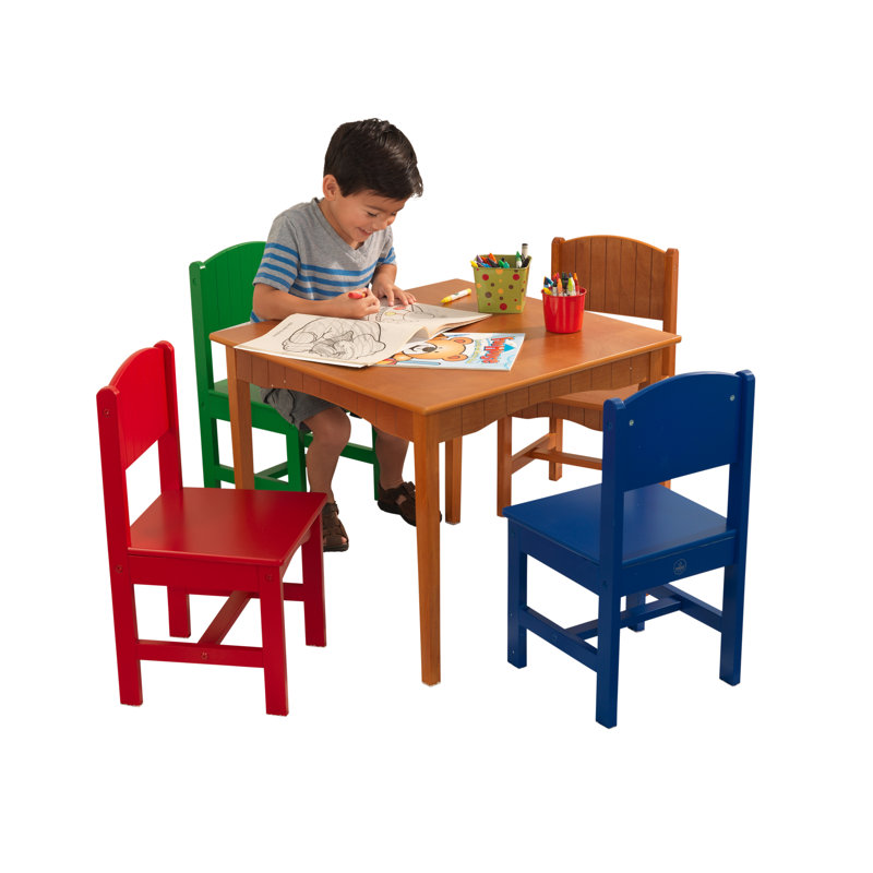 KidKraft Nantucket Children s Wooden Table 4 Chair Set Pastel Colors Reviews Wayfair